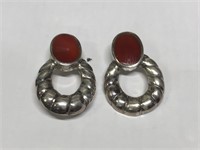 $120 St. Sil.  red agate earrings
