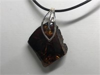 $160 St. Sil.  rough baltic amber pendant