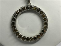 $300 St. Sil.  nice circle of light amber pendant