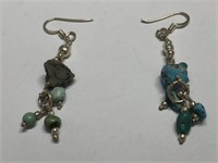 $120 St. Sil.  rough turquiose earrings