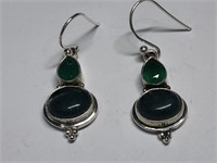 $120 St. Sil.  green onyx and apate earrings