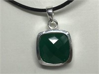 $120 St. Sil.  green onyx necklace