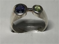 $120 St. Sil.  iolite and peridot ring