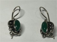 $180 St. Sil.  green onyx earrings