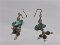 $180 St. Sil.  rough turquiose earrings