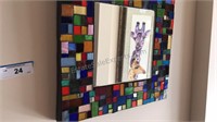 Mosaic glass framed  mirror 15” x 15”