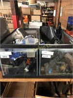 LOT OF 2 FISH TANKS AND BOX ACCESSORIES