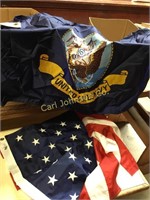 BOX W/US NAVY FLAG + 4' X 6' AMERICAN FLAG