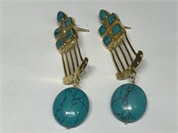 $240 St. Sil.  gold plated Turquiose Earrings
