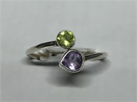 $100 St. Sil.  Peridot and Amethyst Ring