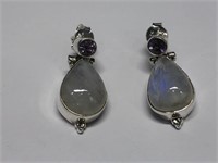 $200 St. Sil.  Moonstone  and Amethyst earrings