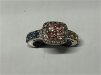 $400 St. Sil.  Ring w/ diamond fancy colour sapphi