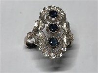 $250 St. Sil.  3 sapphire antique star ring