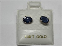 $300 10 kt gold genuine blue sapphire earrings