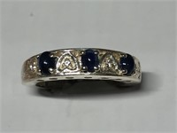 $200 St. Sil.  sapphire and cz ring