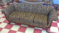 Victorian Era Claw Foot Upholstered Sofa