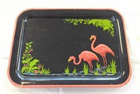 Vintage Metal Tray - Flamingos