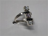 $150 St. Sil. Amethyst and Blue Topaz ring