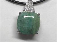 $400 St. Sil. Genuine Emerald Necklace (app 10cts)
