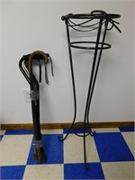 Wrought Iron Plant Stand & 4 Canes