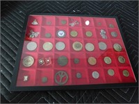 35 Pcs-Gaming Tokens, Medallion, Jewelry, w/Case