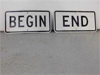 "Begin"  "End" Sign-12"H x 24"W