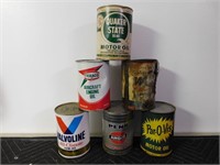 6 Assorted Vintage Oil Cans