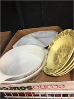 anchor hocking casserole dishes, vintage plates