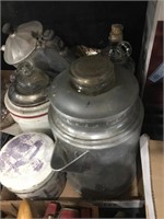 vintage tin, ceramic teapot, aluminum teapot