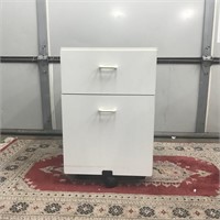 White Wheeled File Cabinet Portable 2 Drawers