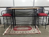 LOT 3 Items Tall Bar Table with 2 Bar Chairs