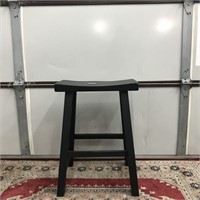 Black Wooden Stool Chair Asian Influence