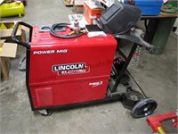 Lincoln 256 power mig welder w/ 2 tank holder,