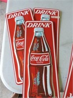 3 Coca-Cola Tin Push Plates, New, Unsed, 4" x 10"