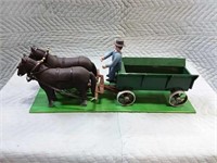 Handcrafted wooden horse and wagon