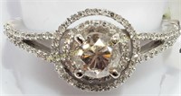 14K WHITE GOLD DIAMOND HALO RING