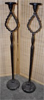 Pair Wrought Iron Candle Holders 37"h