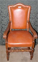 Large Vintage Leather  Arm Chair 46"h x 26" x 20"
