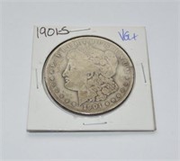 1901 S Morgan silver dollar, semi-key