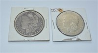 Pair 1901 O Morgan silver dollars