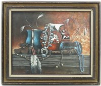 Signed Native American Original Canvas Painting