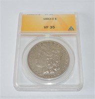 1883 O Morgan silver dollar, vf35