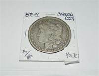 1890 CC Morgan silver dollar, f