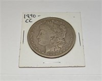 1890 CC Morgan silver dollar, good