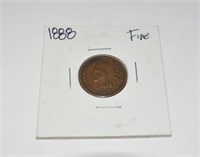 1888 indian head penny, fine