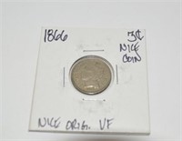1866 3 cent coin, VF nice