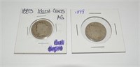 1883 with cents, 1899 V Nickel