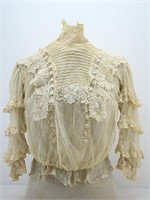 1890's Handmade Silk & Lace Ladies Blouse