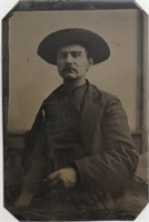 Antique Daguerreotype Tintype Photo of Cowboy