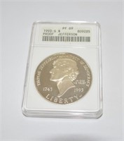 Graded 1993 S PF69 Proof Jefferson one dollar
